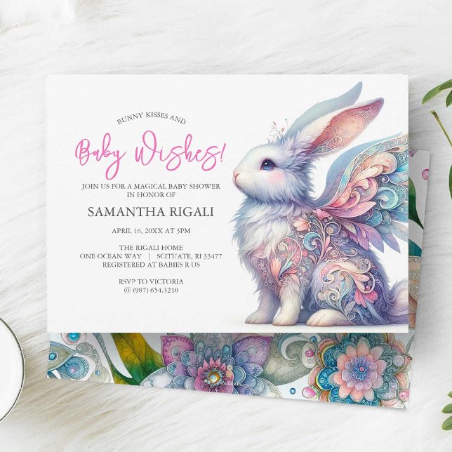 Barnstödsinbjudningar till Vår Bunny Inbjudningar (Whimsical bunny rabbit baby shower invitations )