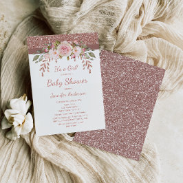 Barnstödsprogram för barn i rosa ros Guld Glitter Inbjudningar