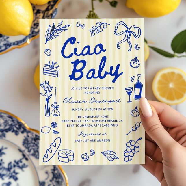 Barnstödsprogram för Ciao Baby italienska Bambino  Inbjudningar (Skapare uppladdad)