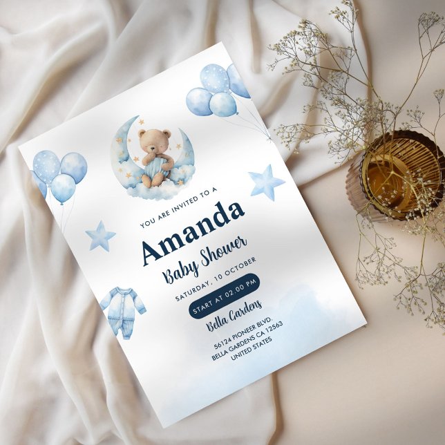 Barnstödsprogram för kelestial blå Måne Inbjudningar (Skapare uppladdad)