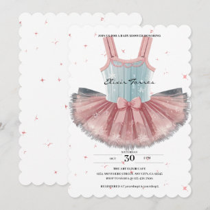 Barnstödsprogram för modern Blue & Rosa Tutu Glitt Inbjudningar