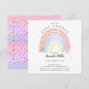 Barnstödsprogram för modern Guld Rosa Rainbow Baby Inbjudningar