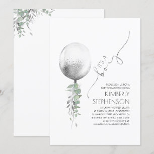 Barnstödsprogram i Grey och Silver Glitter Inbjudningar