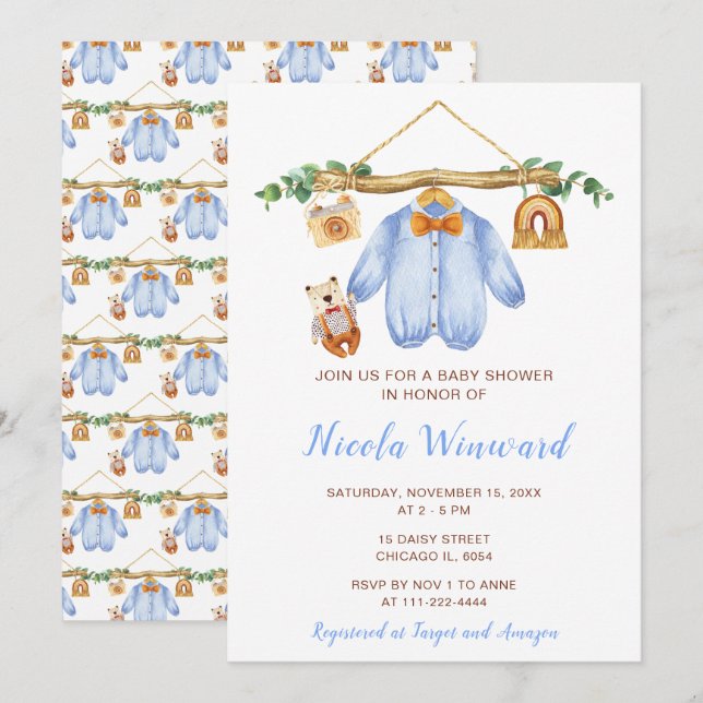 Barnstödsskuva för höstblommor inbjudningar (Fram/baksida)