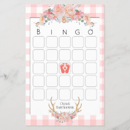 Barnstödsspel Bingo BOHO Baby Shower Coral Flygblad