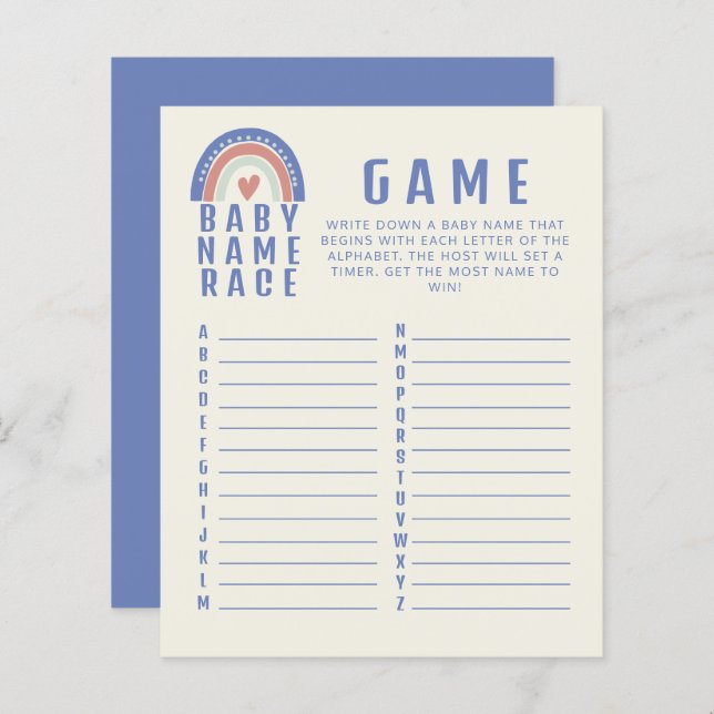 Barnstödsspel för Cute Boho Baby Namn Tävling (Fram/baksida)