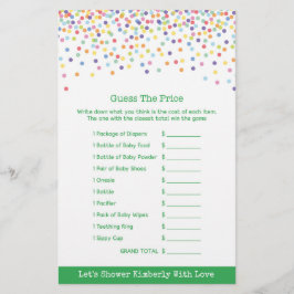 Barnstödsspel i konfetti-tema