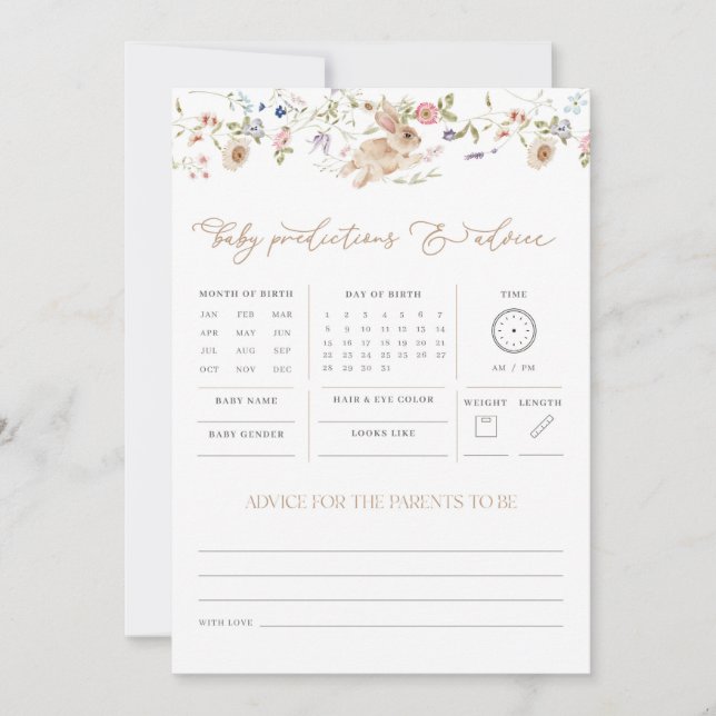 Barnstödsspel i Vår Bunny Predictions Advice Baby  (Framsida)