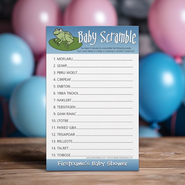 Barnstödsspel - skam för Baby Ord (Custom Baby Shower Games)