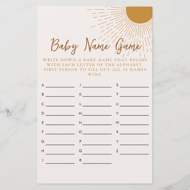 Barnstöten här kommer från Son Namn-spelet (Framsida)