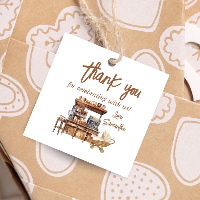 Barnstötfångare för baby-kaffe gåvor etiketter (Coffee Baby Shower Favor Tags)