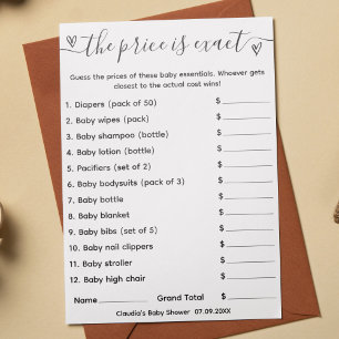 Barnstötfångarens spel Gissa att Prisa är Exakt ko Inbjudningar