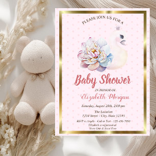 Barnsvan,prickar,blommig baby shower inbjudningar