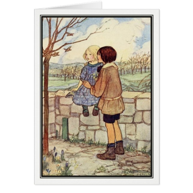 Barntal i april av Florence Harrison Hälsningskort (Framsidan)