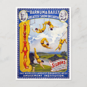Barnum & Bailey 1896 Vintage affisch återställd Vykort