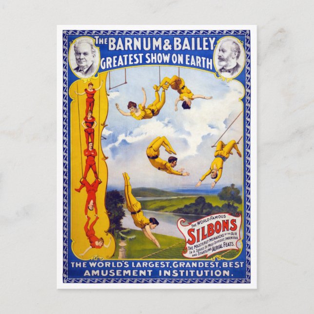 Barnum & Bailey 1896 Vintage affisch återställd Vykort (Framsida)