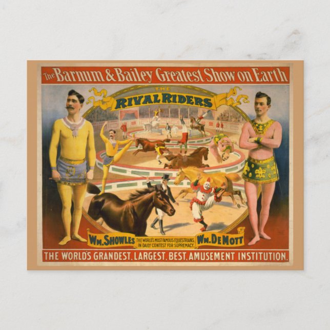 Barnum & Bailey Circus Poster Vykort (Framsida)