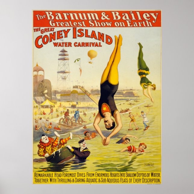Barnum & Bailey Coney Island Vatten Carnival Poster (Framsidan)