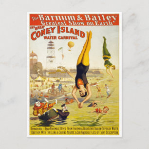 Barnum & Bailey Coney Island Vatten Carnival Vykort