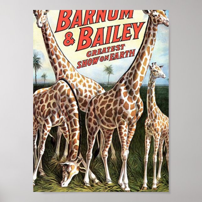 Barnum & Bailey Giraffes Retro Theater Poster (Framsidan)
