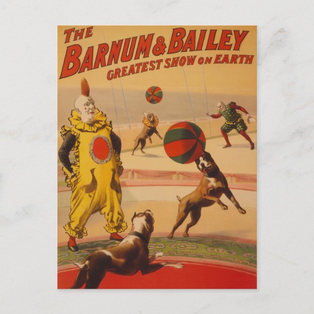 Barnum & Bailey - Marvelous Football Hundar Vykort (Framsida)