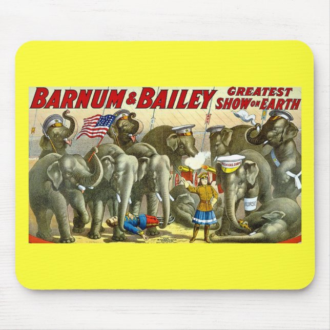 Barnum & borggård - elefanter - vintage annons musmatta (Framsidan)