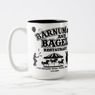 Barnum och Bagel Restaurant, Skokie, Illinois Två-Tonad Mugg
