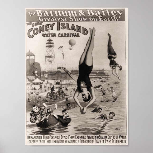 Barnum och Bailey Coney Island Vatten Carnival Poster (Framsidan)
