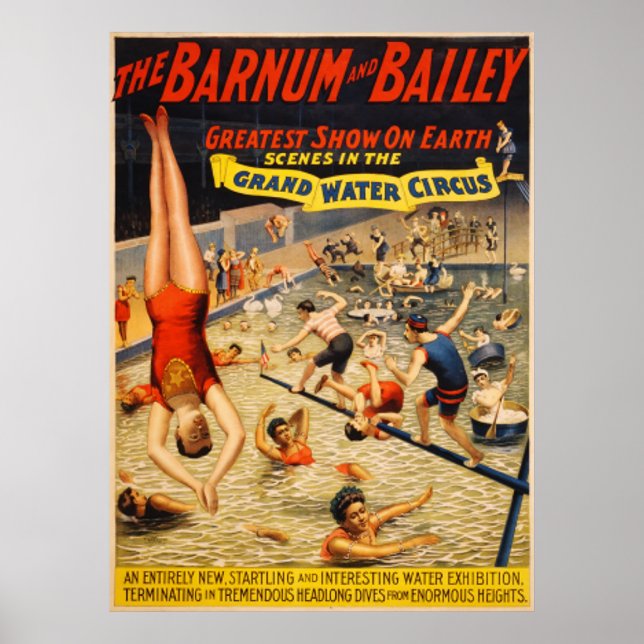 Barnum och Bailey Grand Vatten Circus 1895 Poster (Framsidan)