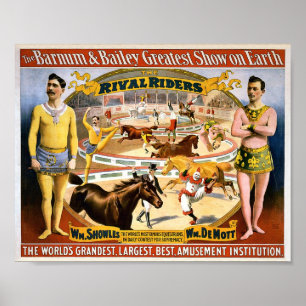 Barnum och borggård - rivaliserande ryttare poster
