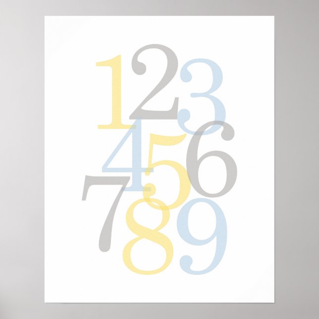 barnväggkonst nummer blå baby pojke poster (Framsidan)