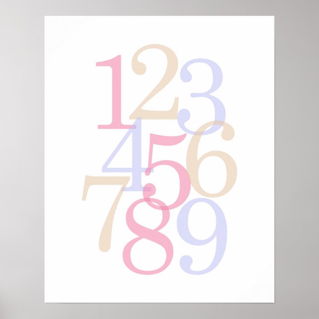 barnväggskonst nummer rosa babyflicka poster (Framsidan)