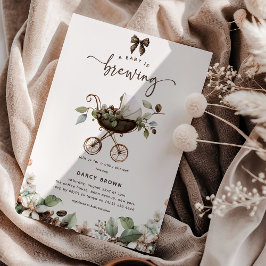 Barnvagn 'Baby is Brewing' Kaffe Babyshower Inbjudningar