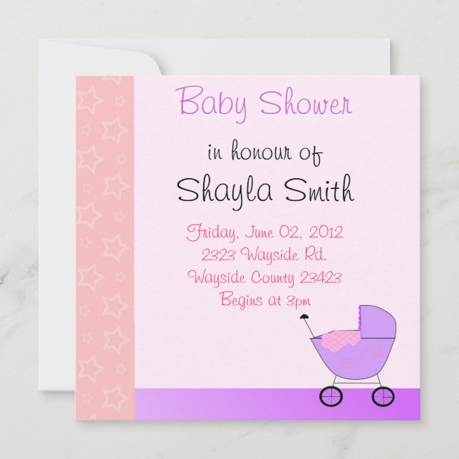 Barnvagn Baby Shower Inbjudan (Framsida)