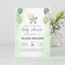 Barnvagn Baby Shower Inbjudan, Boho Gender Neutral