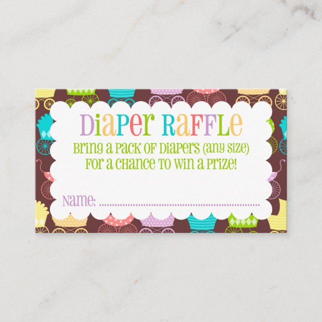 Barnvagn Chic Rainbow & Brown Diaper Raffle Biljet Tilläggskort (Framsida)