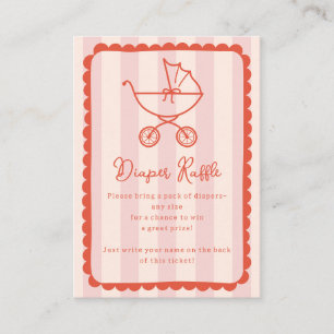 Barnvagn Scalloped Rosa Baby Shower Blöja Lotteri Tilläggskort