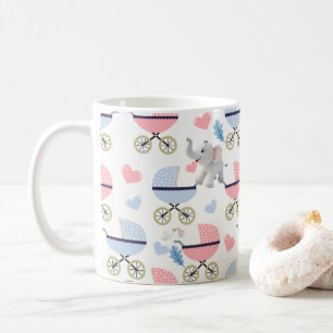 Barnvagn Tvillingar Elefant Hjärtan Kaffe Muggar