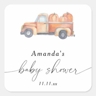 Barnvagnskörsbär höst baby shower  fyrkantigt klistermärke