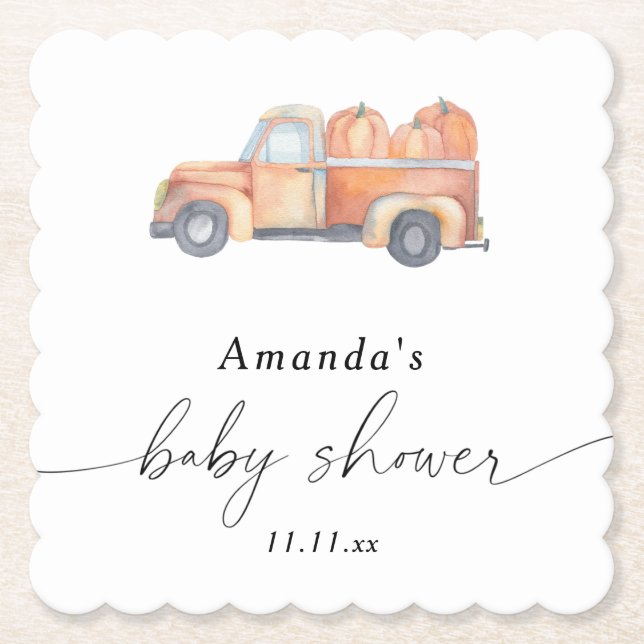 Barnvagnspumpa höst baby shower  underlägg papper (Framsida)