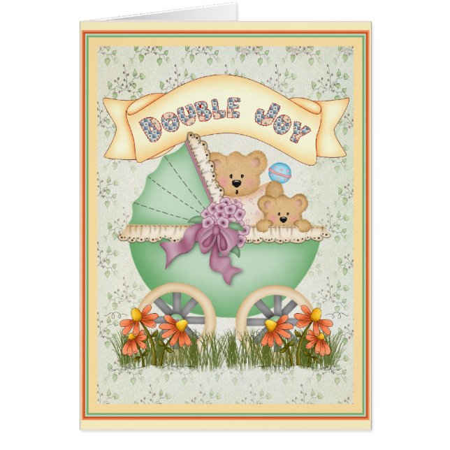 Barnvagntwillingar Hälsningskort (Framsidan)