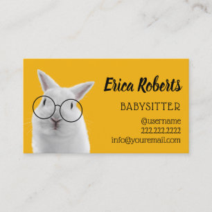 Barnvakt Cute Nerdy Rabbit Babysittande barnomsorg Visitkort