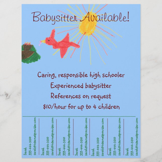 Barnvakt Flyer - Solig Scen (Framsidan)
