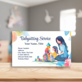 Barnvakt Nanny Childcare Watercolor Blocks Visitkort