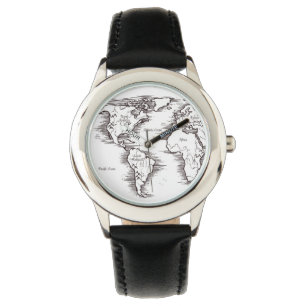 Barnvaktare - Vintage World Map USA Armbandsur