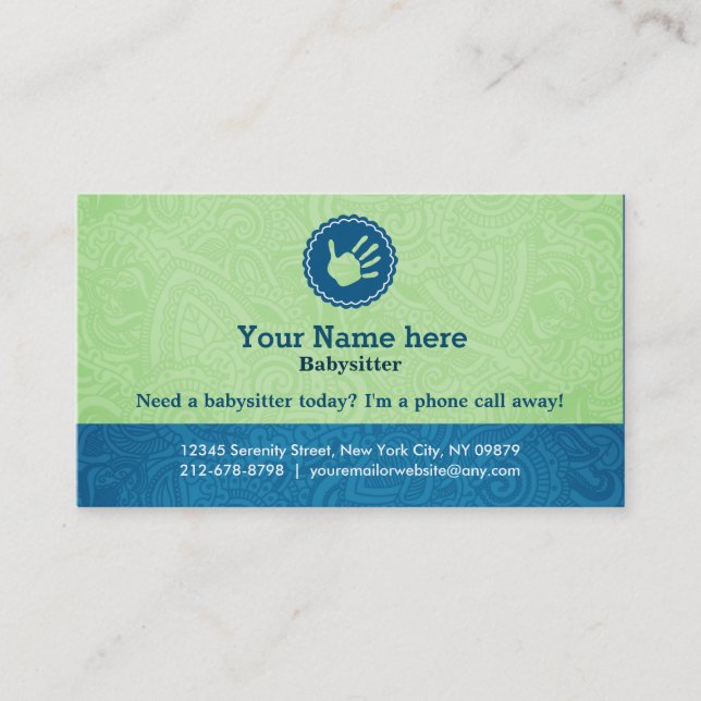 Barnvaktvisitkortar Visitkort (Framsida)