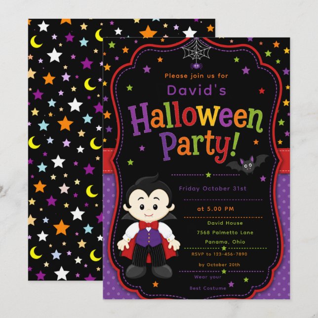 Barnvampyr Halloween-fest Inbjudningar (Fram/baksida)