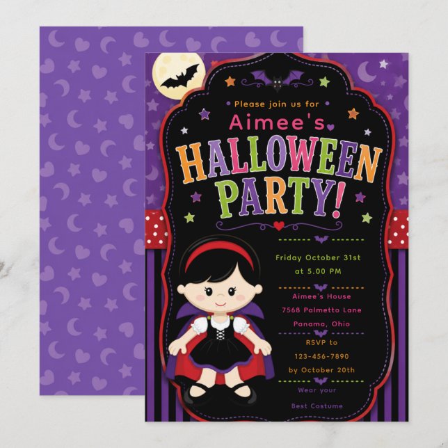 Barnvampyr Halloween-fest Inbjudningar (Fram/baksida)