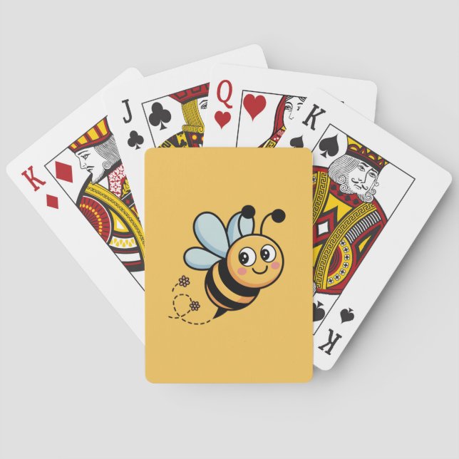 Barnvänlig binmaskot med prickig stig casinokort (Baksidan)