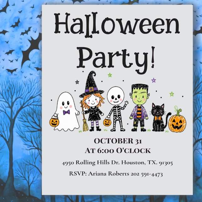 Barnvänlig Halloweenfest Inbjudningar (Skapare uppladdad)